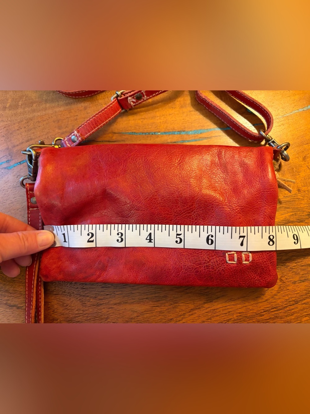 BED|STU Red Leather Crossbody with Adjustable Strap or wristlet - Picture 10 of 12